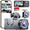 Dash Cam Front and Rear, 4K+1080P Dash Camera Included 32GB SD Card, Dash Camera for Cars, 3 Channel Dashcam with Night Vision, G-Sensor, 24H Parking Mode, 170°Wide Angle, Loop Recording