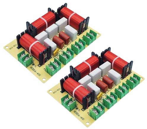 GREOHNMPAW 2X 200 W 4-Wege-Crossover-Audio-Lautsprecher-Crossover, Dual-Bass + Mitteltöner + Hochtöner, Frequenzteiler, Professioneller KTV-Crossover
