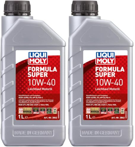 LIQUI MOLY Formula Super 10W-40 | 1 L | mineralisches Motoröl | Art.-Nr.: 3862 (Packung mit 2)