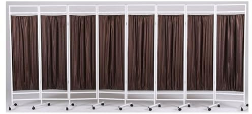 ZNGEPHAP Cloison de séparation, 3 à 8 Panneaux, paravent médical Mobile de 1,8 m, cloison de séparation temporaire Pliable avec roulettes pour Salons de beauté, cliniques et Bureaux (Marron, 8 pannea
