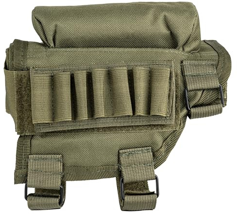 Schaft Patronenetui Munitionstasche Taktisch Molle Patronenhalter Patronentasche Kugel Schrot mit Wangenauflage Grün Schwarz Braun