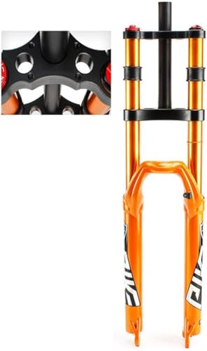 Whqwz MTB Dh Gabel Bike Air 27.5 29 Zoll 150mm Ultralight Double Shoulder Control 28.6mm Straight Tube Gabel Fahrrad Downhill Federung, Orange, 27.5 inch