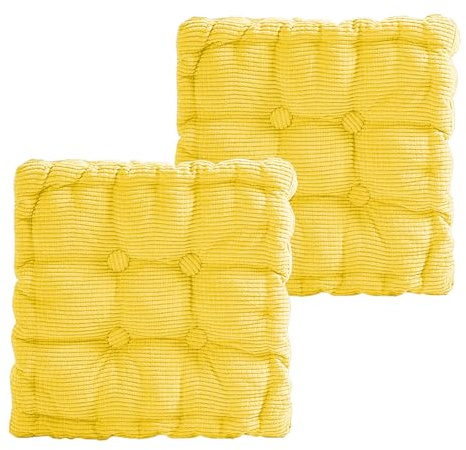 Bocguy Bettschlange Sitzkissen, Bodenkissen, 2er Set Stuhlkissen 40 x 40cm, Dickes Matratzenkissen 8cm, Bodenkissen für Gartenstuhl, Küche oder Esszimmer, Indoor und Outdoor, Gelb