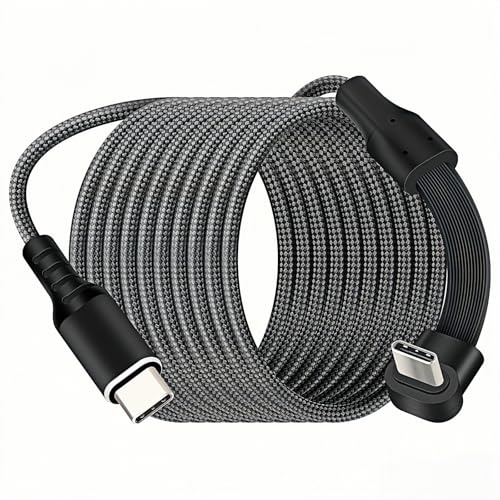 GELRHONR 60W USB C to Right Angle Type-C Fast Charging Cable,90 Degree Type-C Nylon Braided Charging Cable for Phones, Tablets, Laptops (2M)