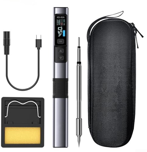 Lötkolben-Set, für FNIRSI HS-02 100 W tragbar mit schneller Erwärmung und präziser Temperaturregelung, 2,44 cm Displaystation für Elektronikreparatur (1 Lötkolbenspitze)