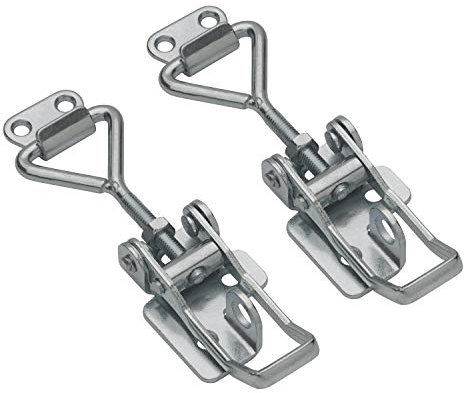 FT-Germany [2er Set] einstellbarer Spannverschluss m. Haken aus Stahl, verzinkt 110mm bis 125mm Stahl abschließbar Kistenverschluss Verschluss verstellbar Hebelverschluss Sicherheitsverschluss