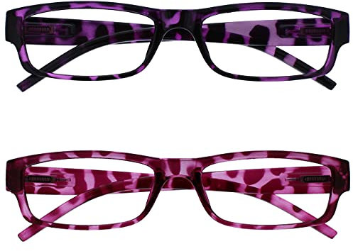 The Reading Glasses Company Die Lesebrille Unternehmen Lila & Rosa Schildpatt Leicht Leser Wert 2er-Pack Herren Frauen RR32-54 +1,50