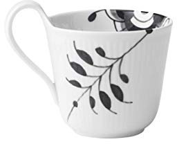 Royal Copenhagen Black Fluted Mega Tasse mit Henkel aus Porzellan in der Farbe Weiß-Schwarz 33cl, 1017018
