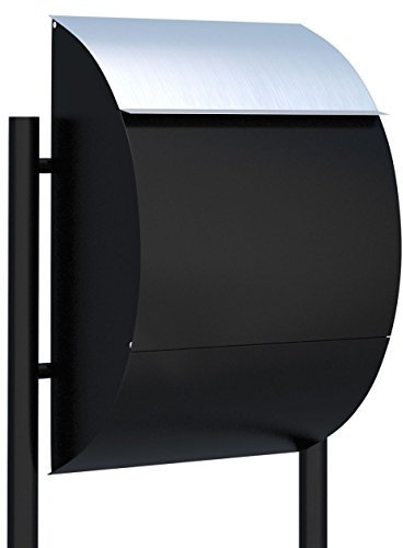 Standbriefkasten, Design Briefkasten Jumbo Schwarz/Edelstahl - Bravios