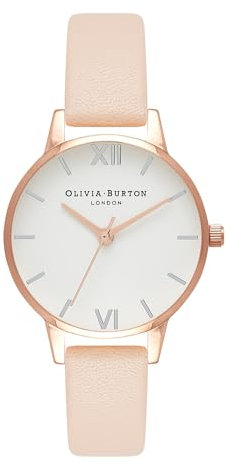 Olivia Burton Analogue Quartz Watch for Women White DIAL Collection with Blush Leather Strap - OB16MDW21