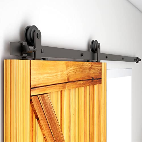 8FT/243cm Interior Sliding Barn Wood Door Hardware Closet Track Kit Single Door Black T Shape