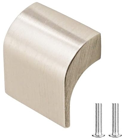 Decoranddecor Amory Curved Square Knob Pull Handle for Cupboard Cabinet - Zinc 32mm Hole Centre (Satin Nickel, 1 Pack)