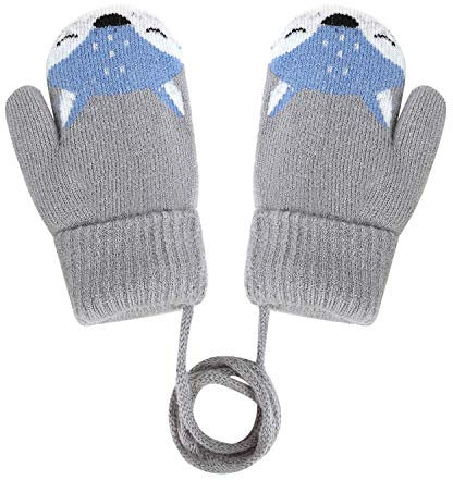 Kinder Winter Handschuhe Fäustlinge Baby Cartoon Fausthandschuhe Halshandschuhe Dicke Doppelt Strickhandschuhe Niedliche Fuchs Handschuhe, 1-3 Jahre alt, Spielen, Laufen, Skifahren Bedarf