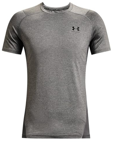 Under Armour Herren Ua Hg Fitted Kurzärmliges Enganliegendes Funktionsshirt, Schnelltrocknendes Leichtes T-Shirt, Carbon Heather / Black, XS EU