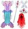 Spooktacular Creations Little Girl Mermaid Princess Costume Include Mermaid red Wig, Crown, Magic Wand and Gloves! (Medium (8-10 yrs))