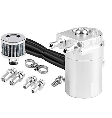 Raccogli olio universale, Riloer 300ml Filtro aria Sfiato motore Separatore olio Serbatoio olio Raccoglitore olio per auto (Argento)