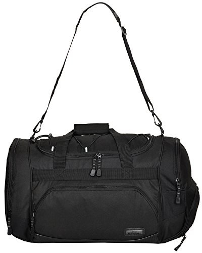 Sporttasche Keanu Adventure Damen Herren * Viele Fächer Schuhfach, Seitentaschen * 45 Liter Fitness Tasche Sport Sauna Reisetasche (Pure Black)