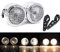 Motorrad Doppelscheinwerfer mit Grillabdeckung und Montagehalterung, Retro Double Dual Lamp Halogen Frontscheinwerfer für Bobber Street Fighter Naked Cafe Racer Dominator (Weiß)