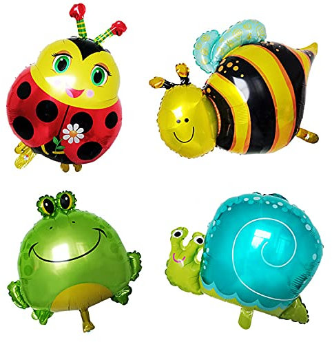 ED-Lumos 4Pcs bunte Insekten Marienkäfer Frosch Biene Schnecke Helium Luftballons Niedlicher Riesen für Kinder Tiere Geburtstag Party Jubiläum Dekoration Geschenk
