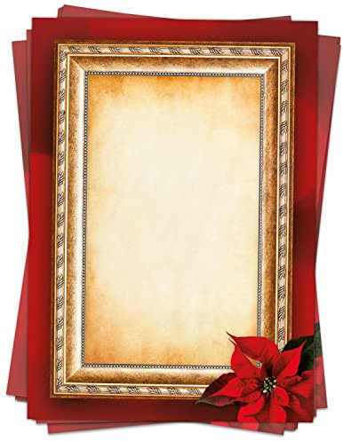 50 Blatt Weihnachtspapier (A4) | Speisekarte Rahmen | Weihnachtsbriefpapier Motivpapier | edles Briefpapier Weihnachten | beidseitig weihnachtlich bedruckt