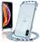 Micoden Handykette kompatibel mit iPhone X,iPhone XS hülle Ultra dünn Kameraschutz Herz Love Design Galvanik TPU Silikon Bumper Kordel zum Umhängen Handyhülle mit Band Schutzhülle,Blau