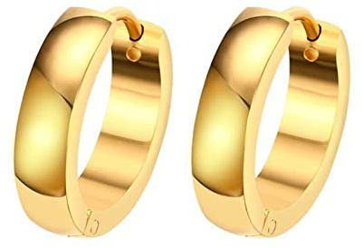 Skcess Statement Ohrringe Damen Gold, Creolen Titan Stahl Einfachheit Brautschmuck