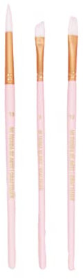 Craftelier - Lot de 3 pinceaux Rose Taille M | Idéal pour l'aquarelle et Le Goauche | Cheveux synthétiques Blancs et Manche en Bois laqué Mat | Rond n° 10, biseauté n° 8 et Plat n° 12