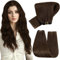 Hetto Extensions Echthaar Tressen Braun Haarverlängerung zum Einnähen Tressen Echte Haare Extensions 45cm 100g Doppelt Tressen Glatt Haare Dunkelbraun #4