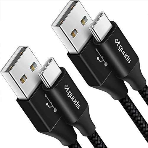 etguuds USB C Cable [2Pack 60CM], USB A to USB C Charger Cable Fast Charging USB-Type C Lead Braided for Samsung Galaxy S23 S21 S20 S10 S9 S8 Plus S10E (Black)