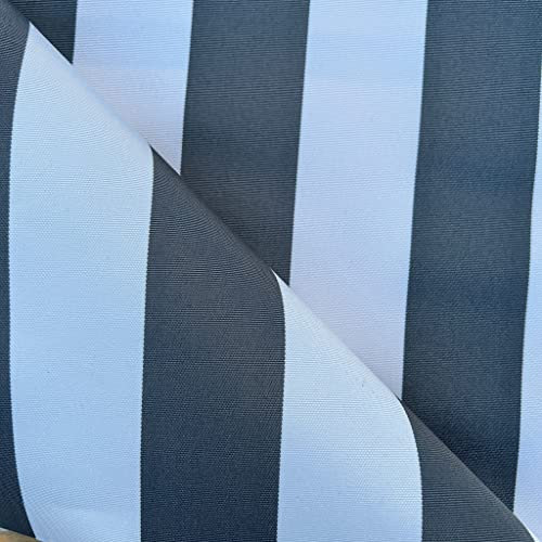 Striped Tough UV Resistant Water Resistant Heavy Duty Outdoor Canvas Gazebo Awning Deckchair Cushion Fabric Material | 60 - 150 cm Wide (per Metre, Grey)
