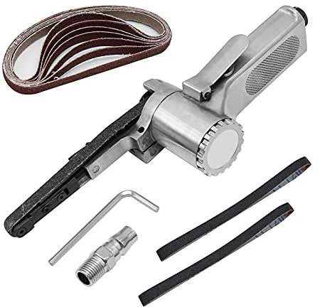 VIKKSAER Kleiner Mini Luftbetriebener Power Bandschleifer, Schleifschleiffeile Schmale Breite 3/8 für Punktschweißteile Schleifen, Gratentfernung, Anfasen und Beschichtungsfilmentfernung