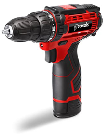 Casals - Taladro Atornillador sin Cable | 12V 2.0Ah Ion Litio | Función Reverse | Fuerza Max 15Nm | 0-800RPM | 19+1 Posiciones de Par | Batería Carga Rápida | Ergonomico Versátil | Portabrocas 10mm