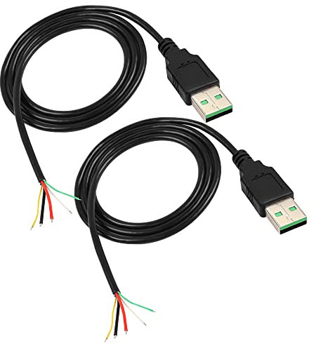 XMSJSIY USB Pigtail Kabel Schnelle Ladung Bare Wire 5A Datenübertragung Verlängerung Stromkabel Offenes Ende für USB Ausrüstung Reparatur DIY 5 Cores 2-Pack 18AWG-1.2M