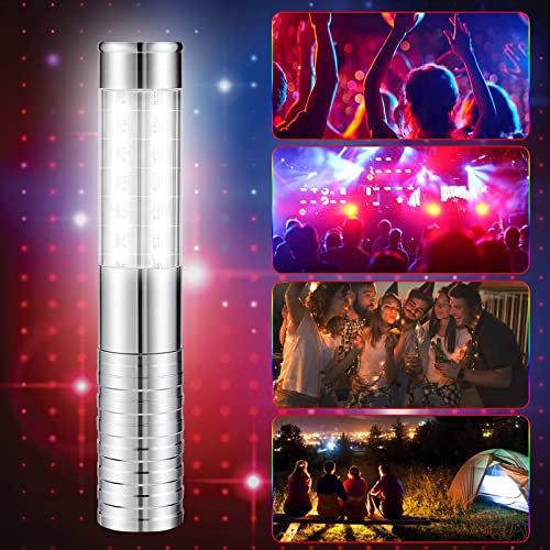 Baton Stroboscopique LED Bâton Lumineux Stroboscopique pour bouteille de champagne - lumière blanche, Réutilisable pour karaoké, bar, boîte de nuit, mariages, fêtes (Argenté)
