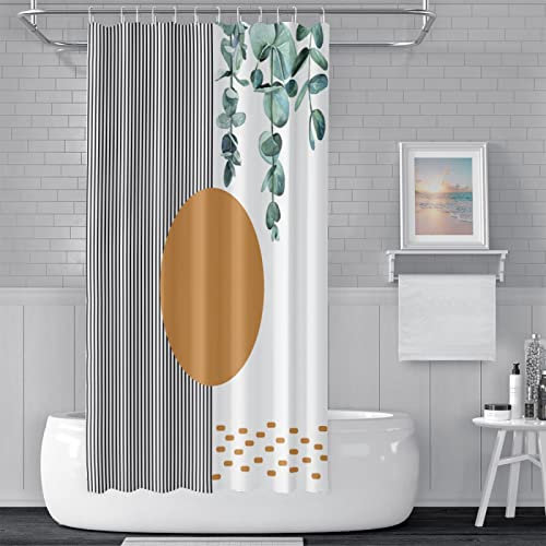 KEPPD Moderne Fleur Feuille Art Abstrait Rideau De Douche Extra Heavy Duty Imperméable Polyester Tissu Minimaliste Rideaux De Bain pour Salle De Bains 90X200cm Rideau De Douche