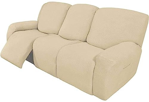 Leomix Stretch-Recliner-Schonbezug aus Jacquard, für 2/3-Kissen-Sofas, Sofa-Stuhlbezug mit Seitentasche für Recliner-Sofa-Stuhl-Möbelschutz,I,3 Seater
