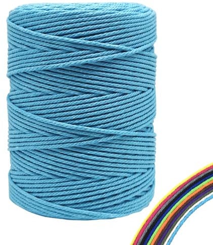 FORBELL Makramee Garn, 3mm x 300m Premium Baumwollgarn, DIY Handwerk (Hellblau 01, 3 mm x 300 M)