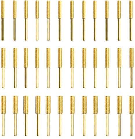 Kettensäge Schärfgerät,Kettensägenkettenschärfer,Titanbeschichtete Diamant-Schleifköpfe,3 verschiedene Größen:4mm 4,8mm 5,5mm,Geeignet zum Polieren von Kettensägenketten und Jade und Glas (36)