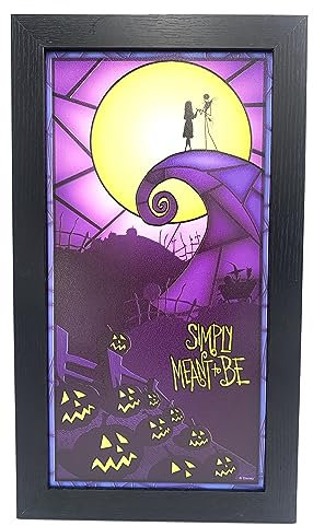 Silver Buffalo Disney Tim Burton's Nightmare Before Christmas Gelcoat 25,4 x 45,7 cm, gerahmt, MDF-Wandkunst, Simply Meant to Be Jack und Sally auf Spiral Hill
