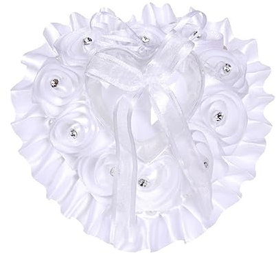 Amosfun Kissen Mit Herzring Eheringkissen Herzringkissen Halter Für Brautringe Inhaber Eines Eherings Brautringträgerkissen Ringkissenträgerband Ringkissen Braut Vorschlag Herzförmig Weiß