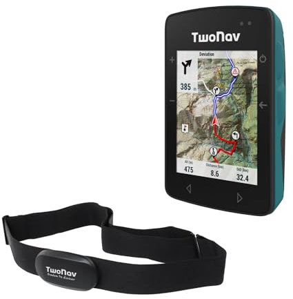 TwoNav ROC (32 GB) + Brust-Herzfrequenzmesser, Outdoor GPS mit 2,7-Zoll-Bildschirm für MTB, Fahrrad, Gravel oder Bikepacking oder Navigation mit Karten. Farbe Türkis