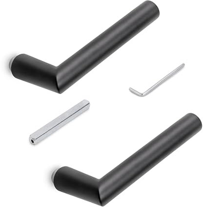 EMUCA - Manivelas para cerraduras de puertas de cristal de paso, forma L-R, aluminio, Acabado pintado negro