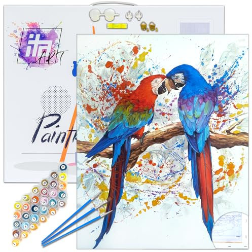 ITA Art Peinture par numéros Kit Complet avec châssis, peintures acryliques, pinceaux, Accessoires, boîte Cadeau - Kit de Peinture DIY avec Toile, 30x40 cm, Amoureux 2