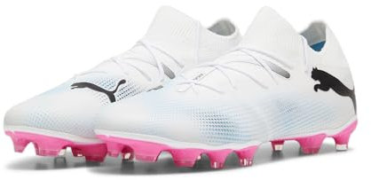 PUMA Scarpe da Calcio Future 7 Match Fg/AG da Uomo, Bianco Nero Rosa Veleno, 42 EU