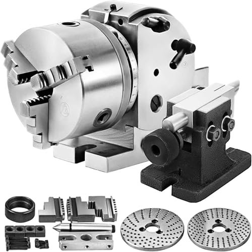 Precision Semi-Universal Dividing Head Set with 3-Jaw Chuck - 5 Inch for Milling Machine, Rotary Table - Includes Indexing Head and Tailstocks