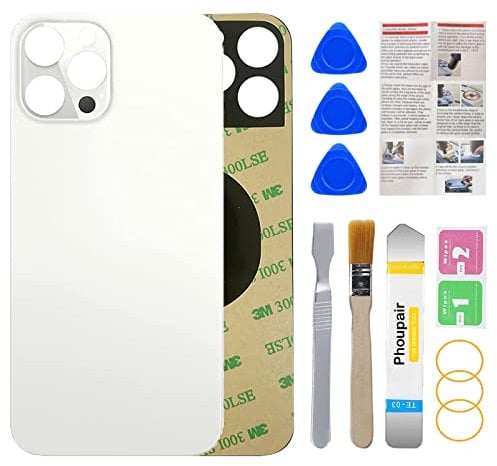 Phoupair Rear Back Glass Replacement for iPhone 12 Pro Max 6.7 Inches All Carriers with Professional Repair Tool (Silver)