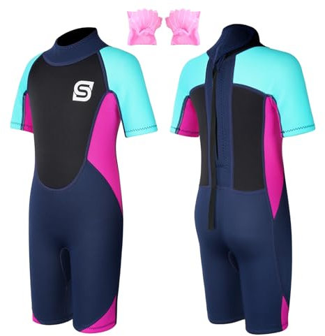 Muta Bambino Bambina 2.5mm Neoprene Shorty Muta con Nuoto Braccioli Termica Protezione UV Stampa mimetica Muta da Sub per Surf Diving Snorkeling Nuotare sport acquatici