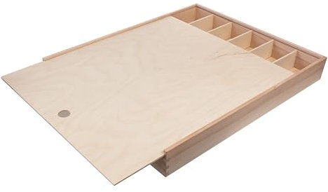 LYRA L9671441 Holzschiebebox (leer) mit Platz für 12 x 12 Stifte, Pinsel, Bleistifte etc. Stiftebox Aufbewahrungsbox Pinselbox Stifteköcher