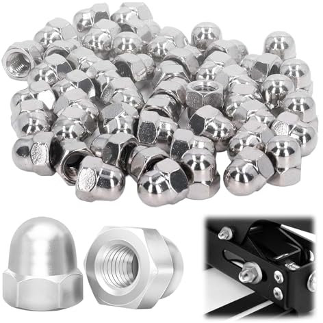 50 Pezzi M6 Dado Cieco a Calotta in Acciaio Inox, Dado Cieco a Calotta Set, Dadi Ciechi, Dadi Esagonali M6, Dado Cieco M6 Forma Alta Dado a Cupola M6, per Viti, Bulloni Filettati, Barre Filettate