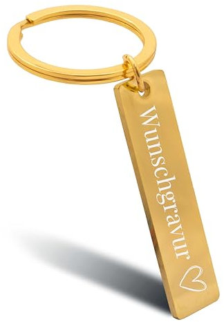 Online Schlüsselanhänger personalisiert gold I Schlüsselanhänger zum selbst gestalten mit Gravur I Personalisiertes Geschenk für Freundin, Freund, Mama, Papa I Anhänger zum Beschriften